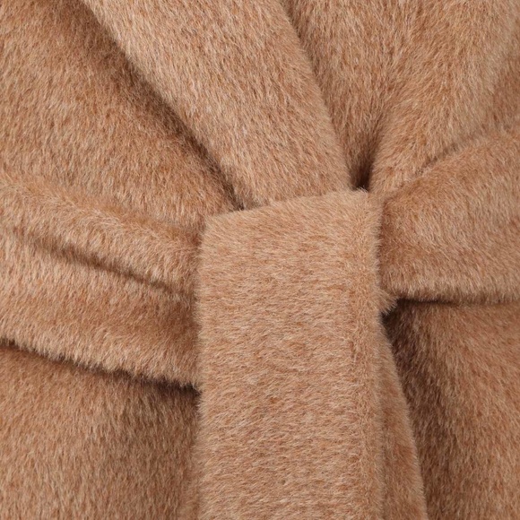 Max Mara Alpaca Wool Belted Wrap Maxi Winter Warm Robe Coat Camel Sz 36 US 6 - Picture 5 of 14